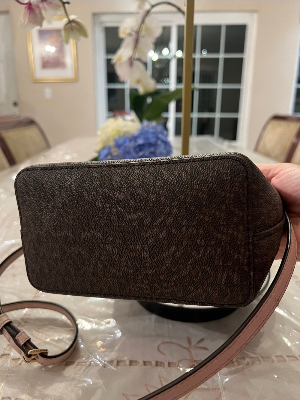 Michael Kors Signature Bucket Crossbody Bag & Wallet Set Blush Pink Brown MK - Picture 5 of 13